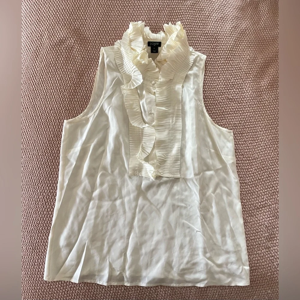 J.Crew Womens Cream Blouse tee Size 8 - Picture 1 of 5